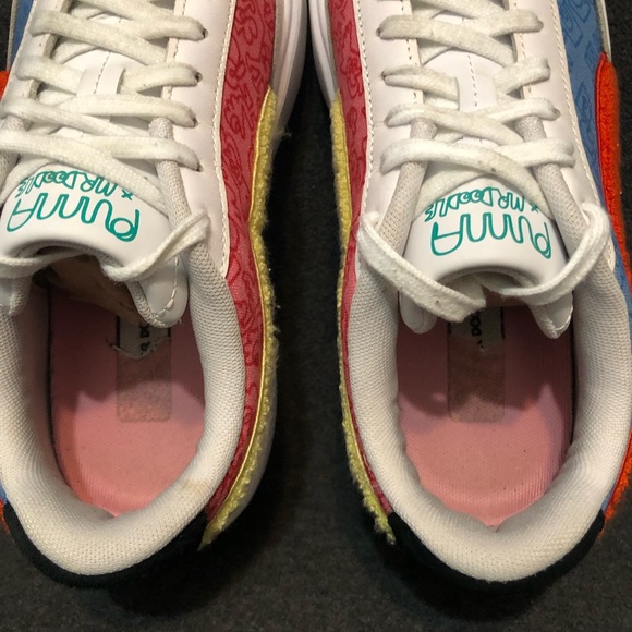 Puma Shoes Women’s Mr Doodle White Blue Red Platform Sneakers Size 8.5 - Picture 5 of 12
